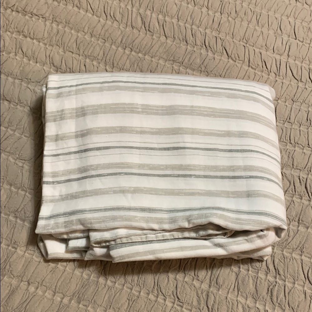 Eileen Fisher Home Garnet Hill White&Gray Striped Linen Duvet Double/Queen 88x94